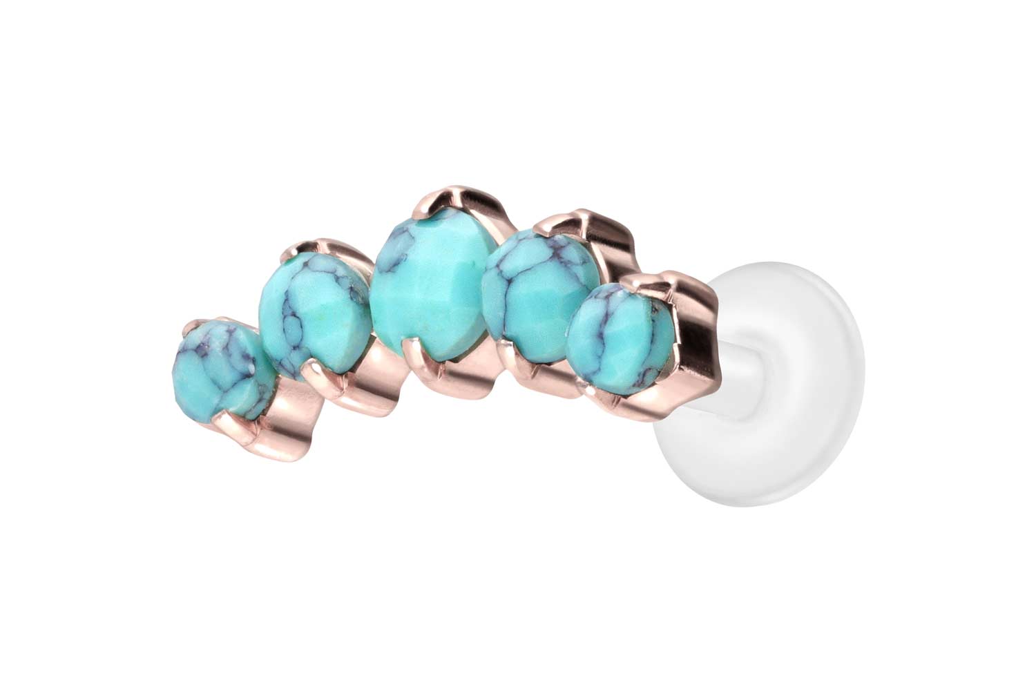 PTFE Labret Piercing mit Innengewinde + Titan-Aufsatz 5 SYNTHETISCHE TÜRKISE
